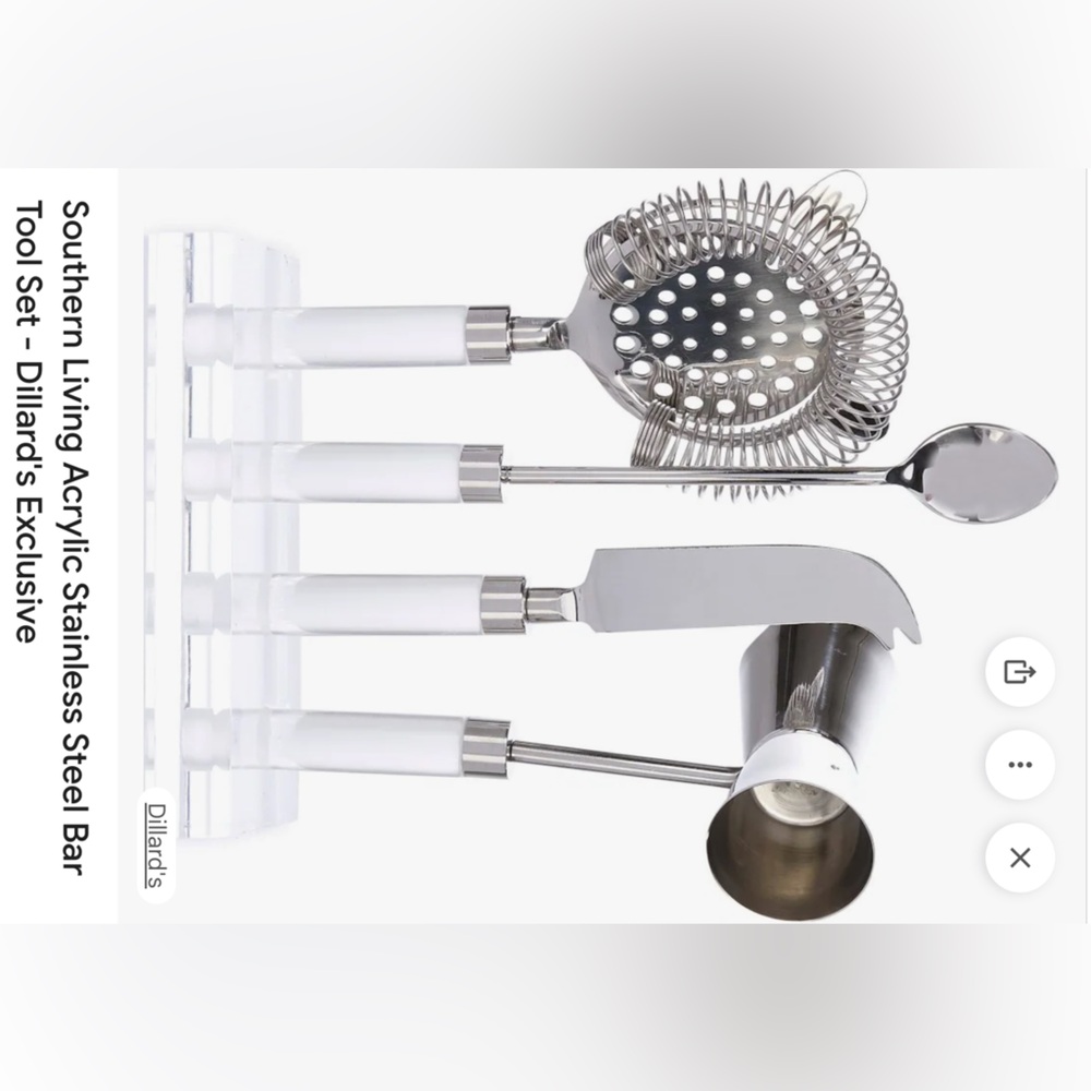 Southern Living White and Silver Bar Tool Set